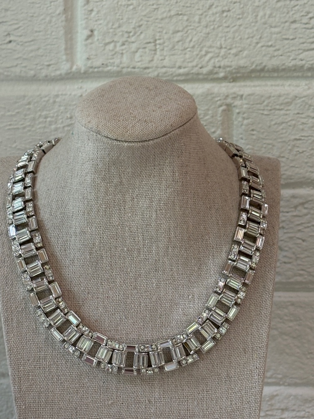 Vintage St. John Faux Diamond and Silver 18" Choker